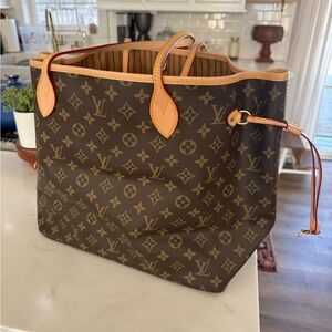 Leather and canvas tote, large size brown tan canvas, tan genuine leather straps